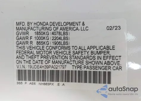 2023 Acura Integra A-Spec from USA, damaged, VIN 19UDE4H39PA021797